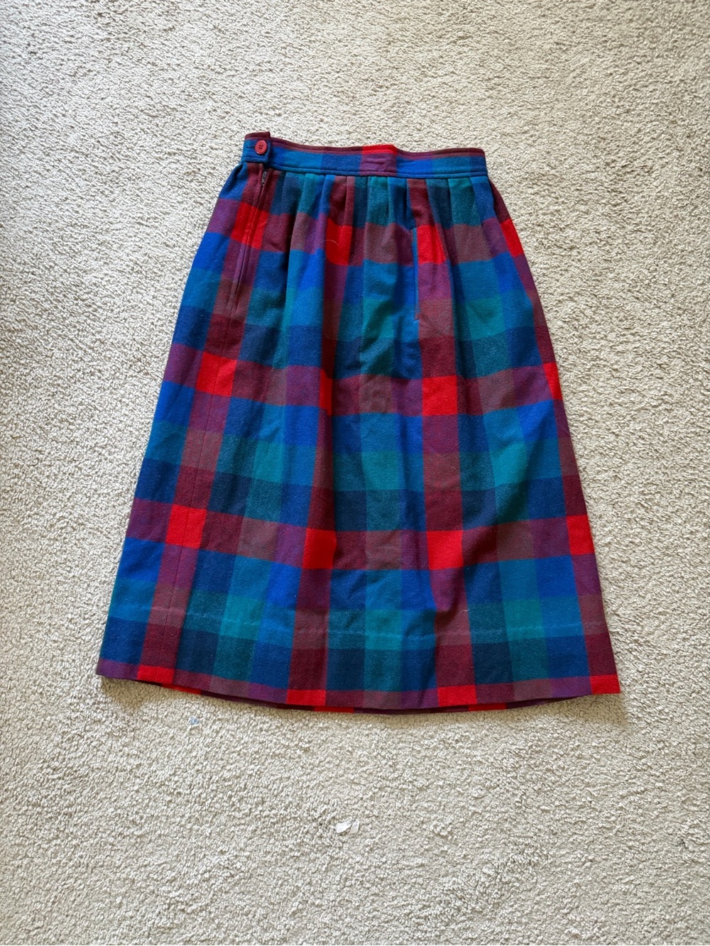 VTG ~ 1980s ~ Pendleton ~ Multicolor Plaid A-Line Skirt ~ Wool ~ Pocket ~ Size 8 - Picture 2 of 7